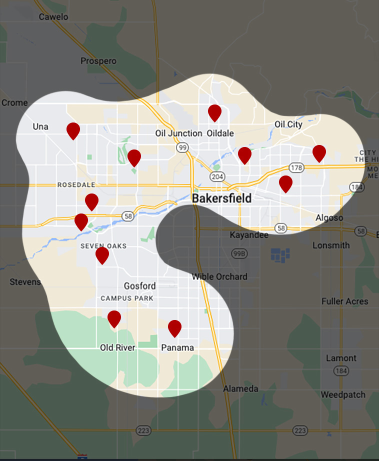 Bakersfield Service Area Map
